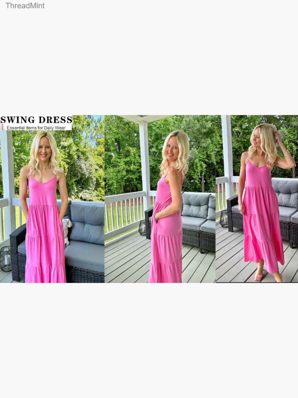 Flowy Tiered Maxi Dress Sleeveless Sundress Adjustable Straps Long Beach Dress - Picture 7 of 7